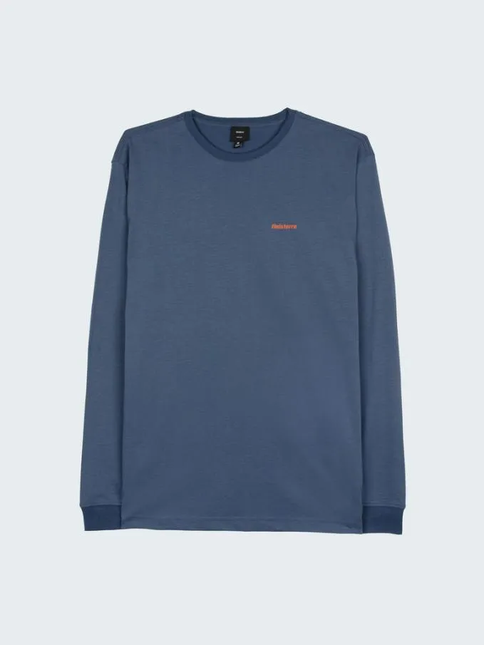 Men Harlyn Logo Long Sleeve TShirt Indigo Blue Finisterre TShirts