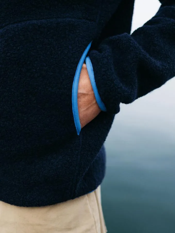 Men Hegen Full Zip Wool Fleece Navy Finisterre Fleece