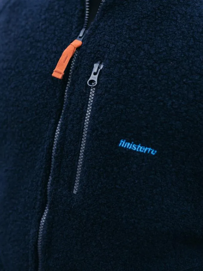 Men Hegen Full Zip Wool Fleece Navy Finisterre Fleece