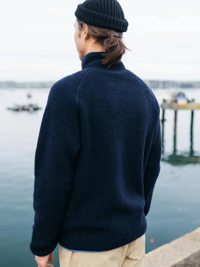 Men Hegen Full Zip Wool Fleece Navy Finisterre Fleece