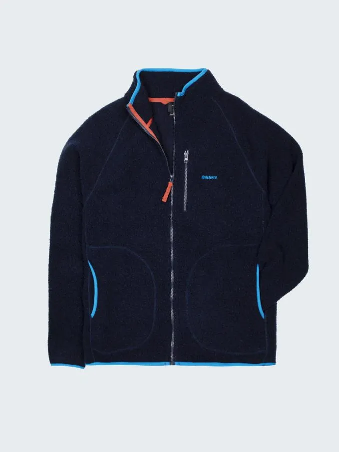 Men Hegen Full Zip Wool Fleece Navy Finisterre Fleece