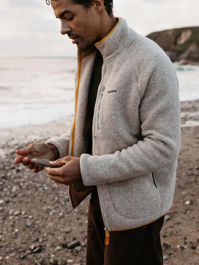 Men Hegen Full Zip Wool Fleece Pebble Grey Finisterre Fleece