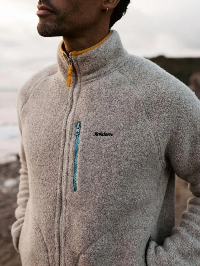 Men Hegen Full Zip Wool Fleece Pebble Grey Finisterre Fleece