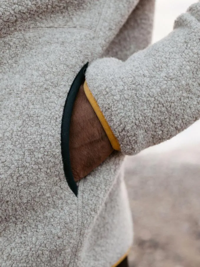 Men Hegen Full Zip Wool Fleece Pebble Grey Finisterre Fleece