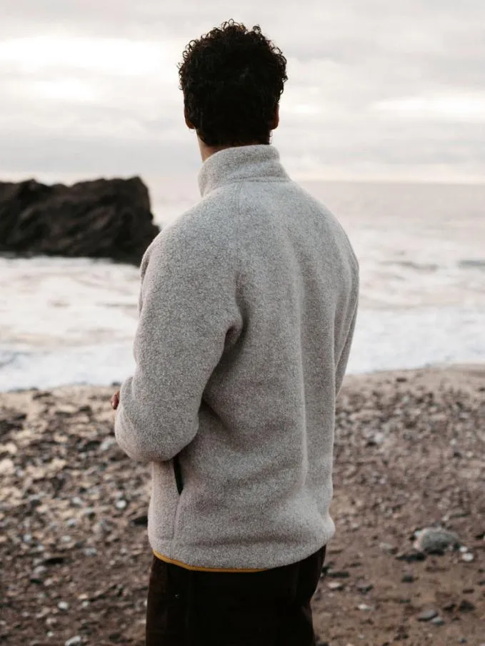 Men Hegen Full Zip Wool Fleece Pebble Grey Finisterre Fleece