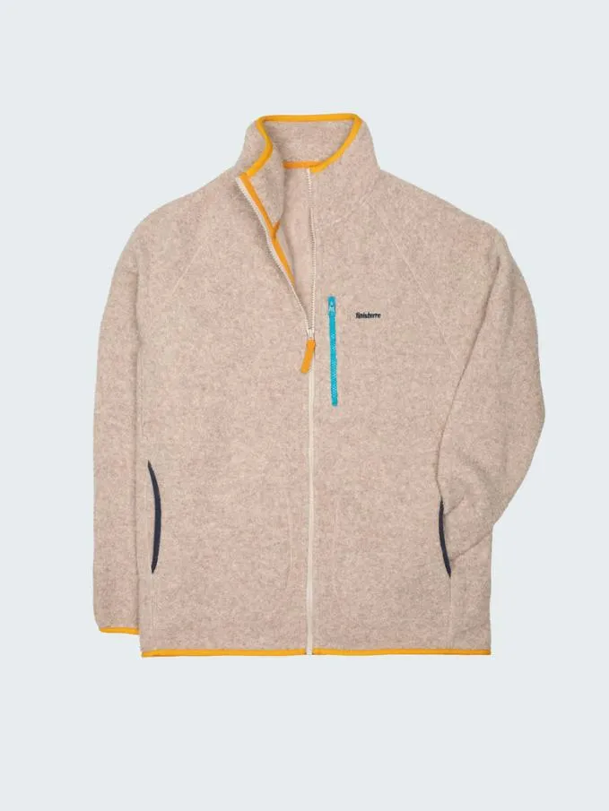 Men Hegen Full Zip Wool Fleece Pebble Grey Finisterre Fleece