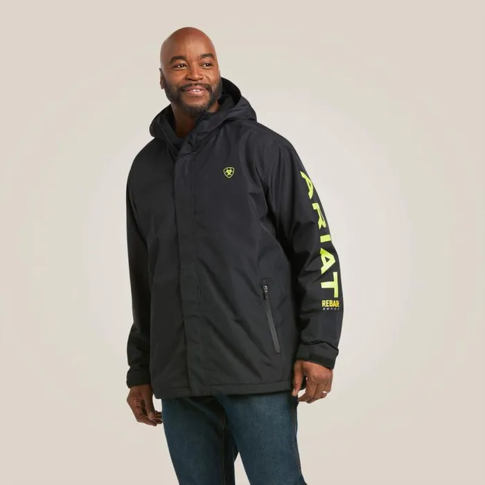 Men Jackets and Vests Ariat Rebar Stormshell Logo Waterproof Jacket Blacklime Men Jackets and Vests Ariat Rebar Stormshell Logo Waterproof Jacket Blacklime