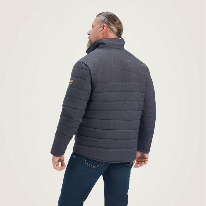 Men Jackets and Vests Ariat Rebar Valiant Stretch Canvas Water Resistant Insulated Jacket Charcoal Heather
