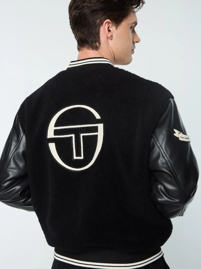 Men Jackets Sergio Tacchini Toppa Varsity Bomber Black Beauty