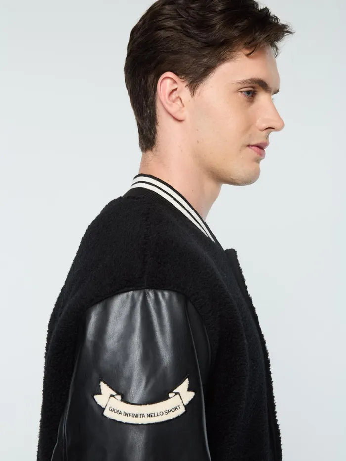 Men Jackets Sergio Tacchini Toppa Varsity Bomber Black Beauty