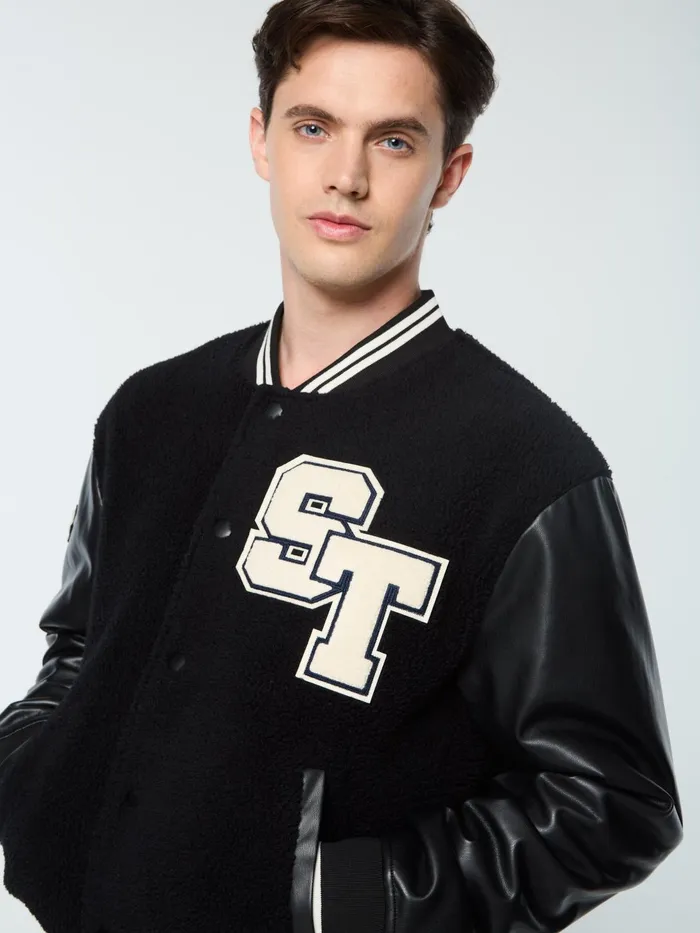 Men Jackets Sergio Tacchini Toppa Varsity Bomber Black Beauty
