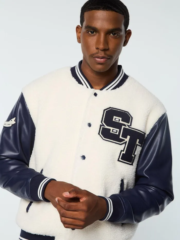 Men Jackets Sergio Tacchini Toppa Varsity Bomber Gardenia