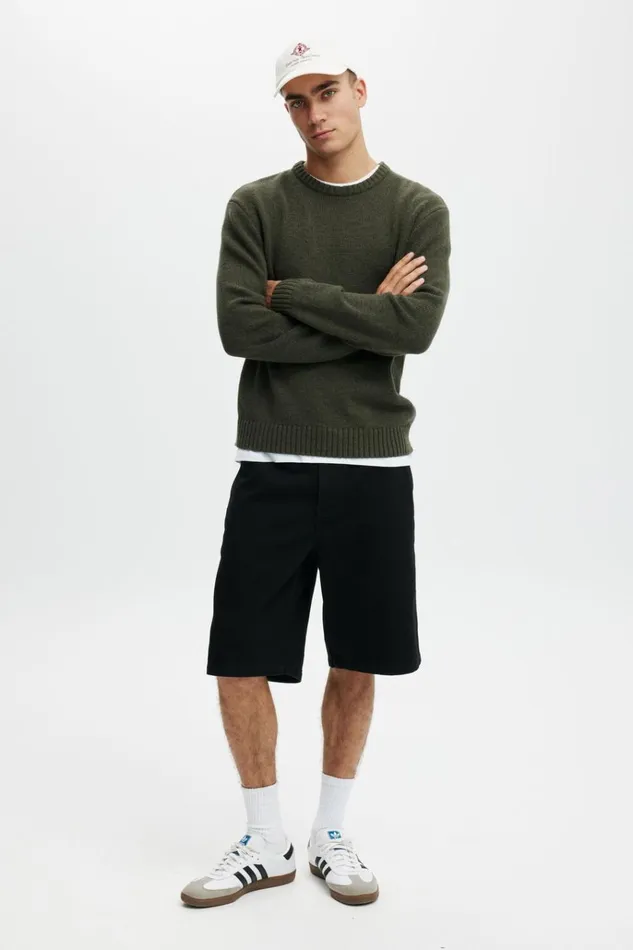 Men Jeans Cotton On Baggy Denim Short Rinse Black