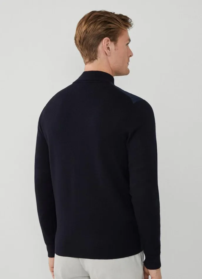 Men Knitwear Hackett London Bomber Jacket Navy