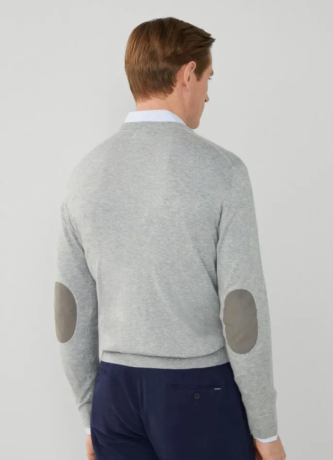 Men Knitwear Hackett London Cotton And Cashmere VNeck Jumper Cement