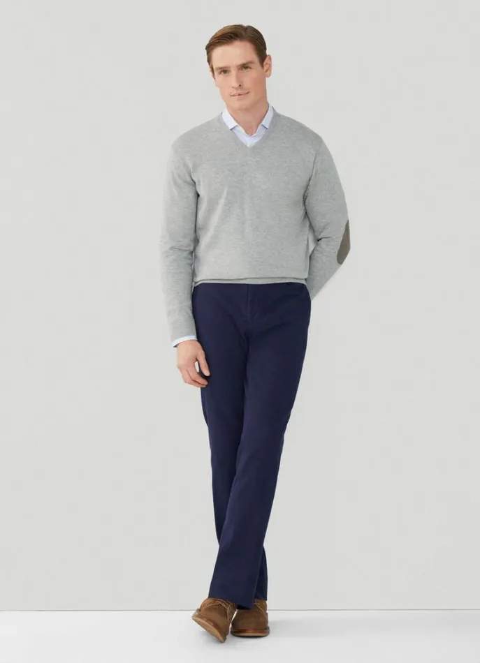 Men Knitwear Hackett London Cotton And Cashmere VNeck Jumper Cement