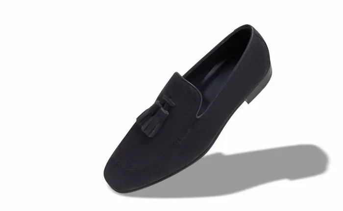 Men Navy Blue Suede Loafers Manolo Blahnik Loafers
