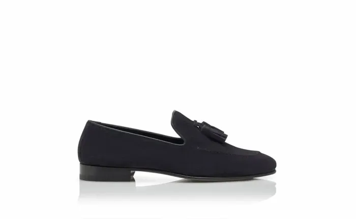 Men Navy Blue Suede Loafers Manolo Blahnik Loafers