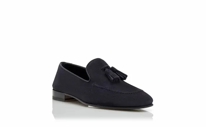 Men Navy Blue Suede Loafers Manolo Blahnik Loafers