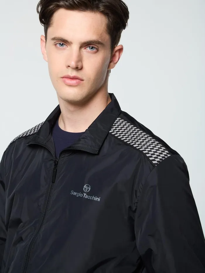 Men Nylon Sergio Tacchini Dama Track Jacket Black Beauty
