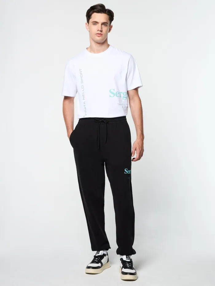 Men Pants And Sweatpants Sergio Tacchini Bari Graphic Sweatpant Black Beauty