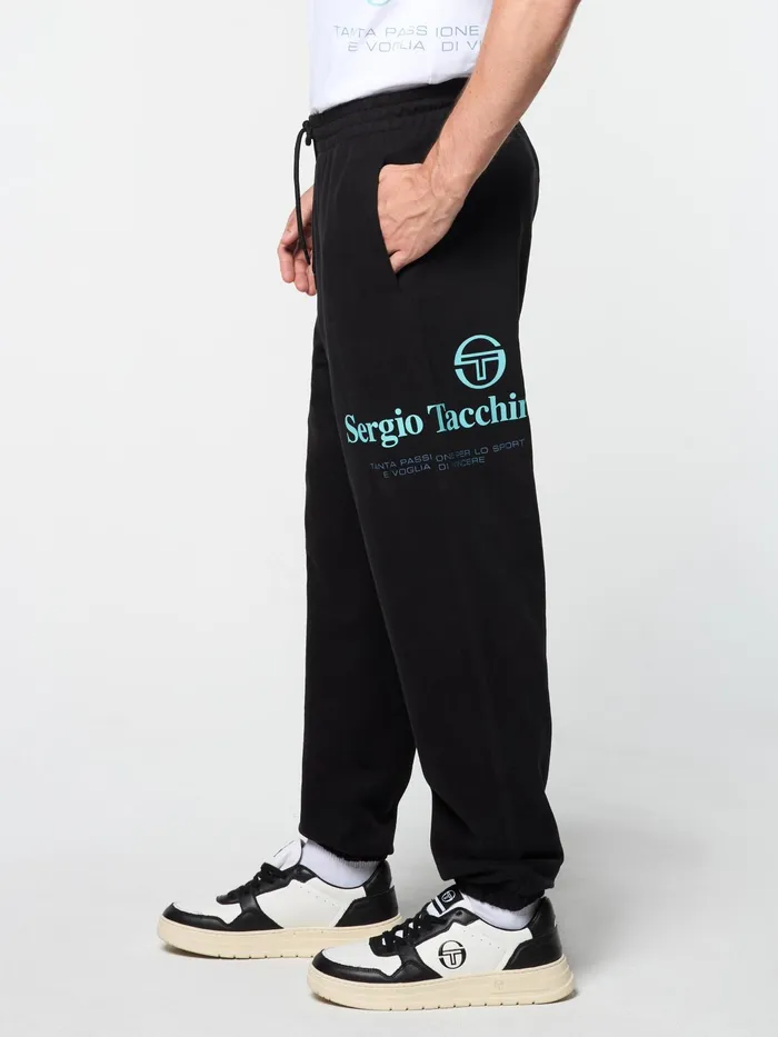 Men Pants And Sweatpants Sergio Tacchini Bari Graphic Sweatpant Black Beauty