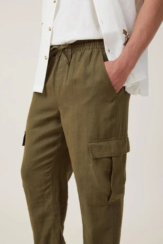 Men Pants Cotton On Cargo Linen Pant Fatigue Green Cargo Men Pants Cotton On Cargo Linen Pant Fatigue Green Cargo