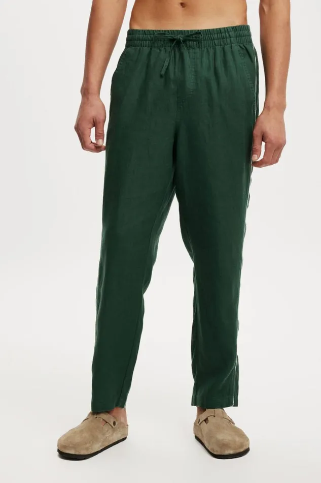 Men Pants Cotton On Linen Pant Trekking Green Piping Men Pants Cotton On Linen Pant Trekking Green Piping