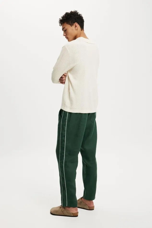 Men Pants Cotton On Linen Pant Trekking Green Piping Men Pants Cotton On Linen Pant Trekking Green Piping