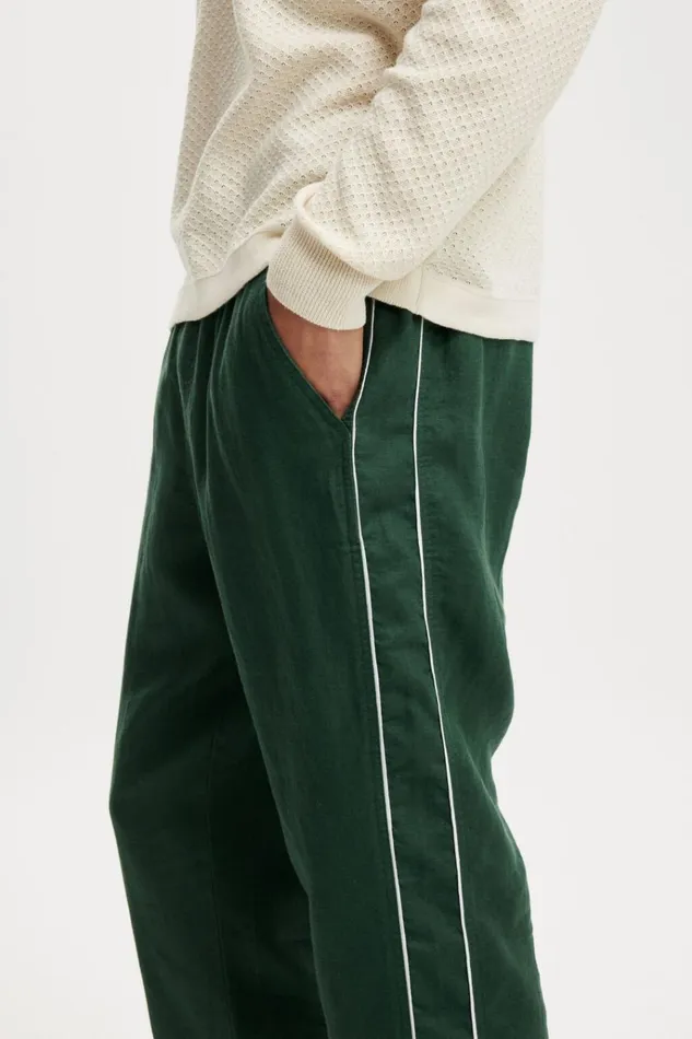 Men Pants Cotton On Linen Pant Trekking Green Piping Men Pants Cotton On Linen Pant Trekking Green Piping