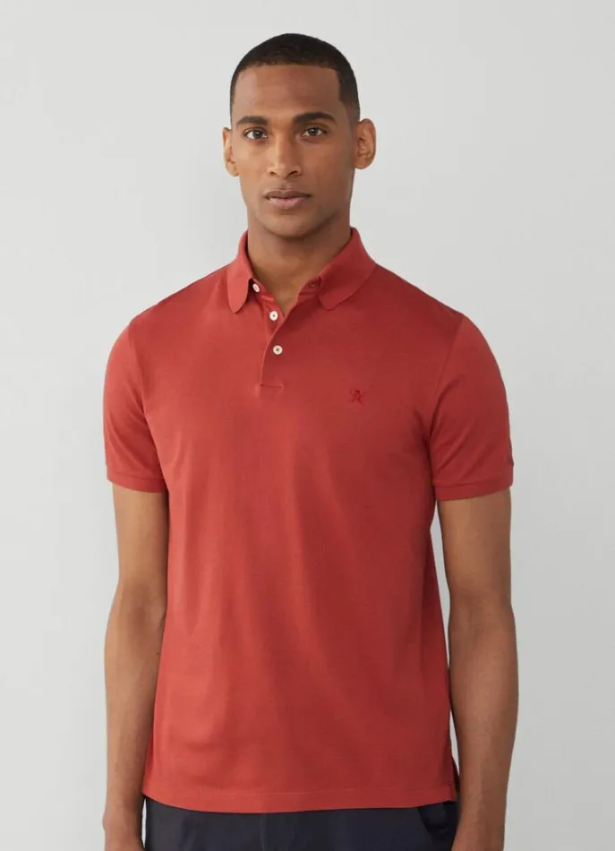 Men Polo Shirts Hackett London Classic Fit Polo Shirt Rust Orange