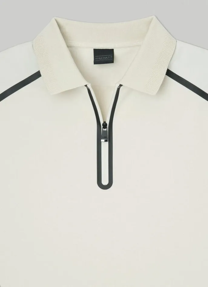 Men Polo Shirts Hackett London Slim Fit Half Zip Polo Bone