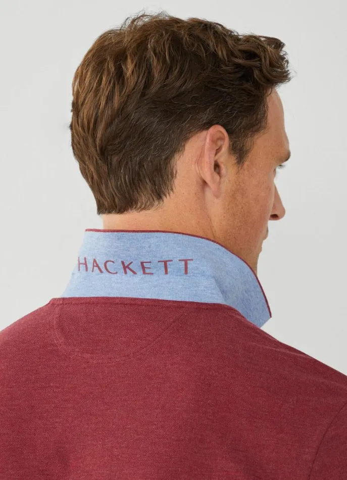 Men Polo Shirts Hackett London Slim Fit Pique Polo Shirt Dusty Red