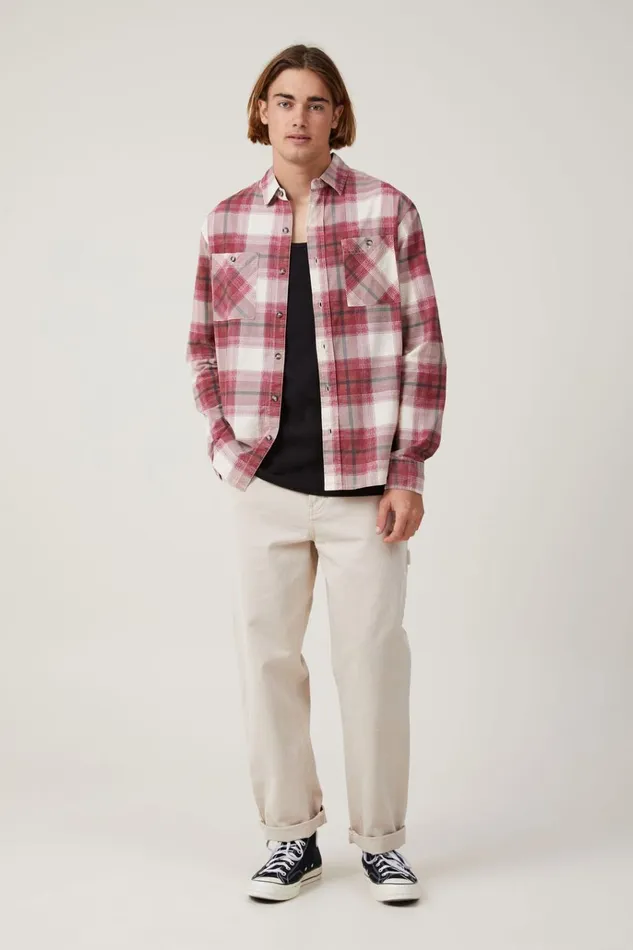 Men Shirts and Polos Cotton On Aberdeen Long Sleeve Shirt Vintage Red Check Men Shirts and Polos Cotton On Aberdeen Long Sleeve Shirt Vintage Red Check