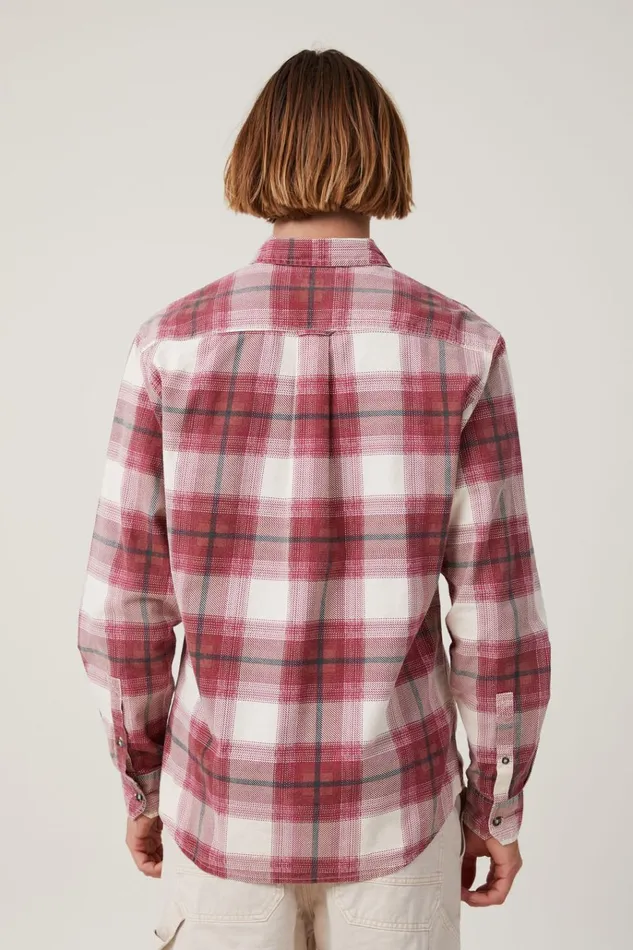 Men Shirts and Polos Cotton On Aberdeen Long Sleeve Shirt Vintage Red Check Men Shirts and Polos Cotton On Aberdeen Long Sleeve Shirt Vintage Red Check