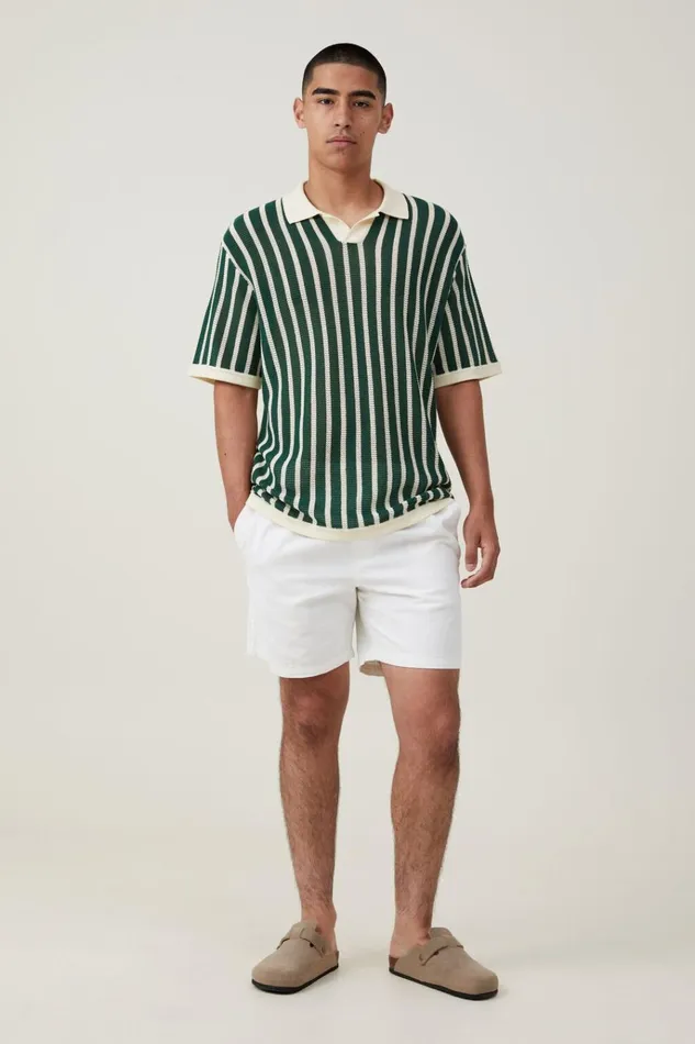 Men Shirts and Polos Cotton On Resort Short Sleeve Polo Green Stripe Men Shirts and Polos Cotton On Resort Short Sleeve Polo Green Stripe