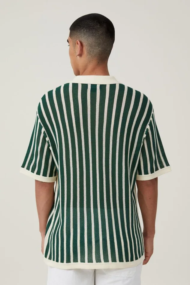 Men Shirts and Polos Cotton On Resort Short Sleeve Polo Green Stripe Men Shirts and Polos Cotton On Resort Short Sleeve Polo Green Stripe