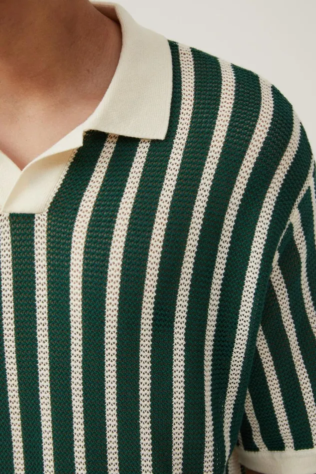 Men Shirts and Polos Cotton On Resort Short Sleeve Polo Green Stripe Men Shirts and Polos Cotton On Resort Short Sleeve Polo Green Stripe