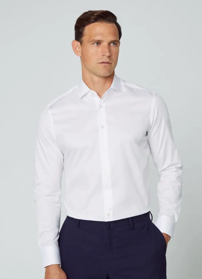 Men Shirts Hackett London Slim Fit StainResistant Shirt White