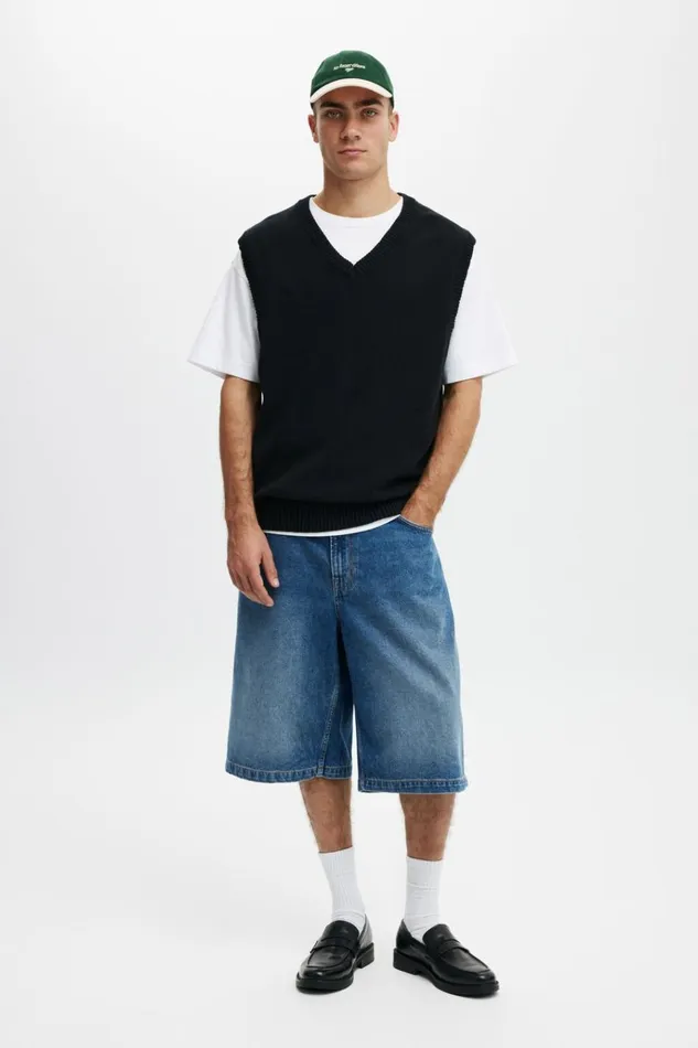 Men Shorts Cotton On Denim Jort Shock Blue Wash