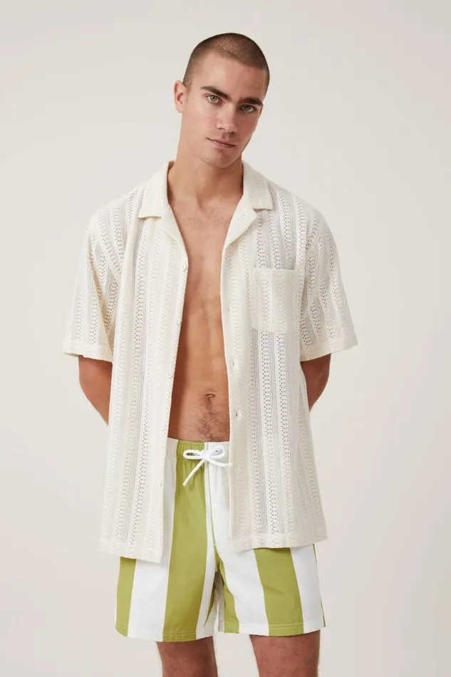 Men Shorts Cotton On Stretch Swim Short Sage Bold Stripe Men Shorts Cotton On Stretch Swim Short Sage Bold Stripe