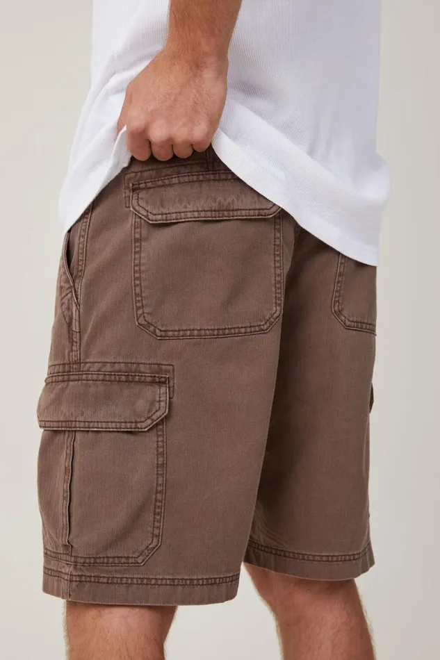 Men Shorts Cotton On Tactical Cargo Short Vintage Dark Brown Men Shorts Cotton On Tactical Cargo Short Vintage Dark Brown
