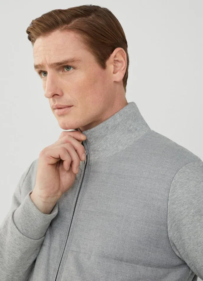 Men Sweatshirts Hackett London Classic Fit Full Zip Cardigan Marl Grey
