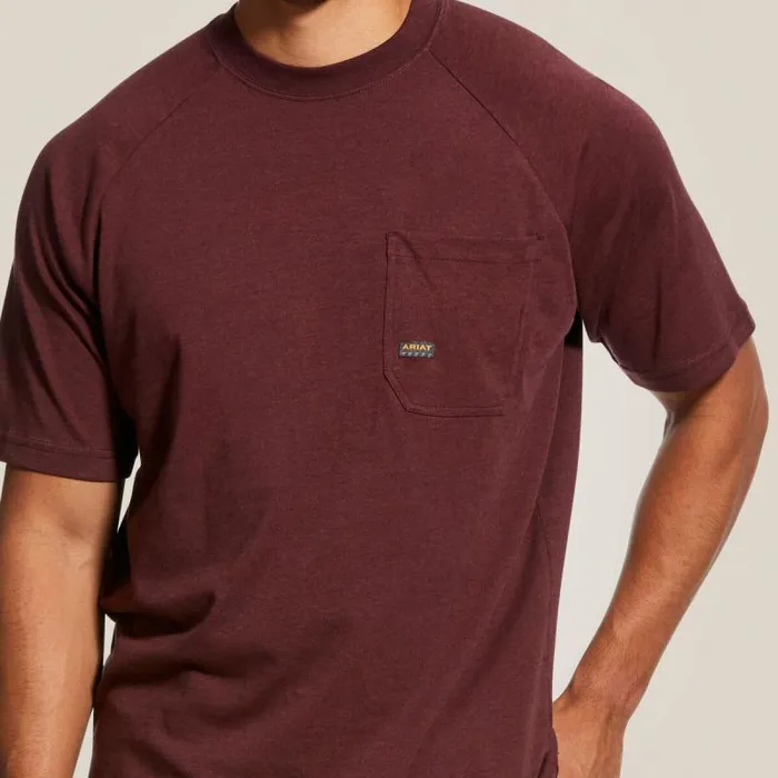 Men TShirts and Polos Ariat Rebar Cotton Strong TShirt Burgundy Heather