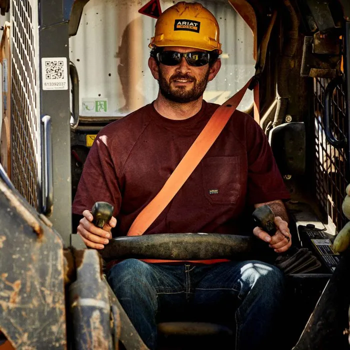 Men TShirts and Polos Ariat Rebar Cotton Strong TShirt Burgundy Heather
