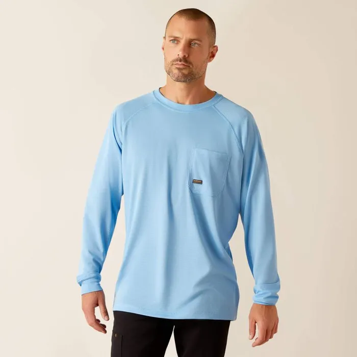 Men TShirts and Polos Ariat Rebar Heat Fighter Jolly Wrencher Stratosphere Blue