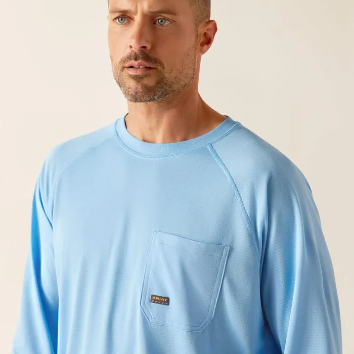 Men TShirts and Polos Ariat Rebar Heat Fighter Jolly Wrencher Stratosphere Blue