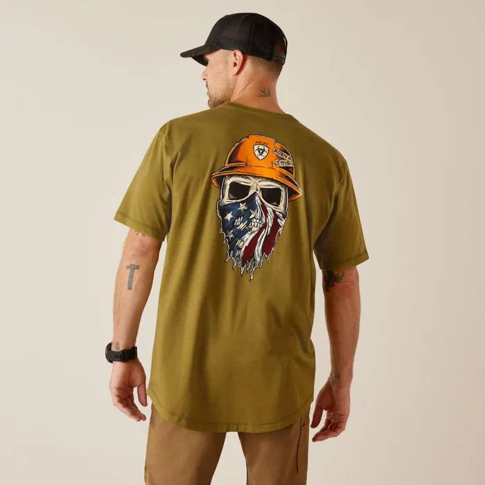 Men TShirts and Polos Ariat Rebar Workman Born For This TShirt Lichen Heather