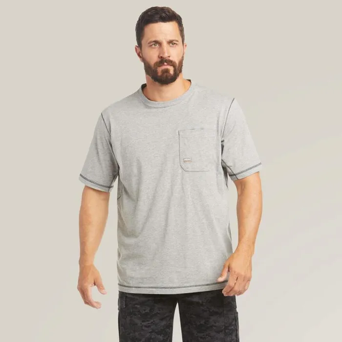 Men TShirts and Polos Ariat Rebar Workman Logo TShirt Heather Grey