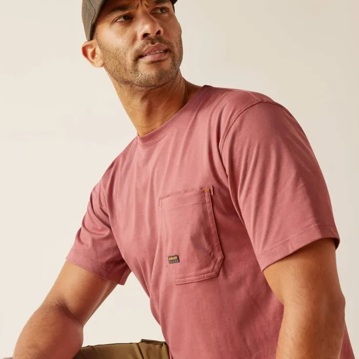 Men TShirts and Polos Ariat Rebar Workman Reflective Flag TShirt Roan Rouge
